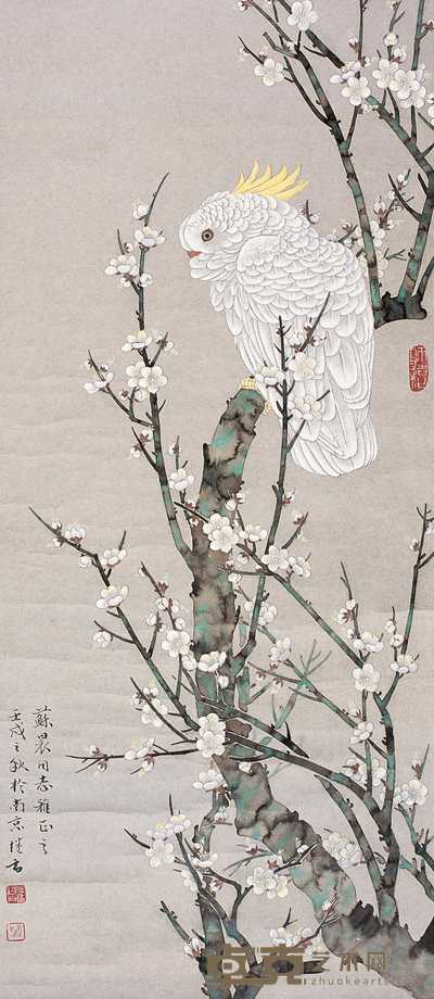 喻继高 1982年作 鹦鹉 立轴 83×36cm